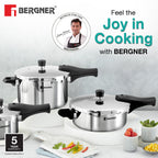 Bergner Argent Elements Tri-Ply Stainless Steel Outer Lid Pressure Pan, Tri-Ply Induction Bottom